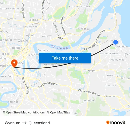 Wynnum to Queensland map