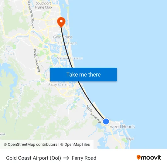 Gold Coast Airport (Ool) to Ferry Road map