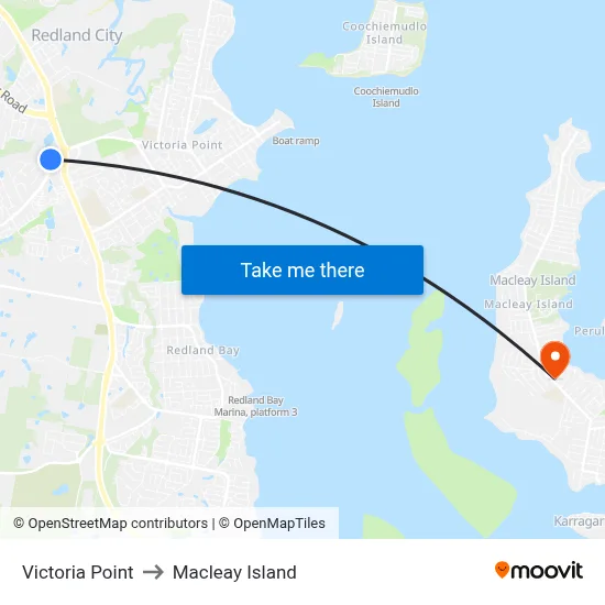 Victoria Point to Macleay Island map
