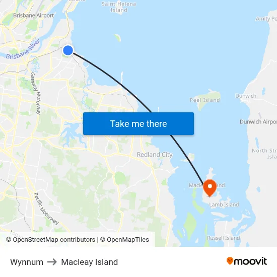 Wynnum to Macleay Island map