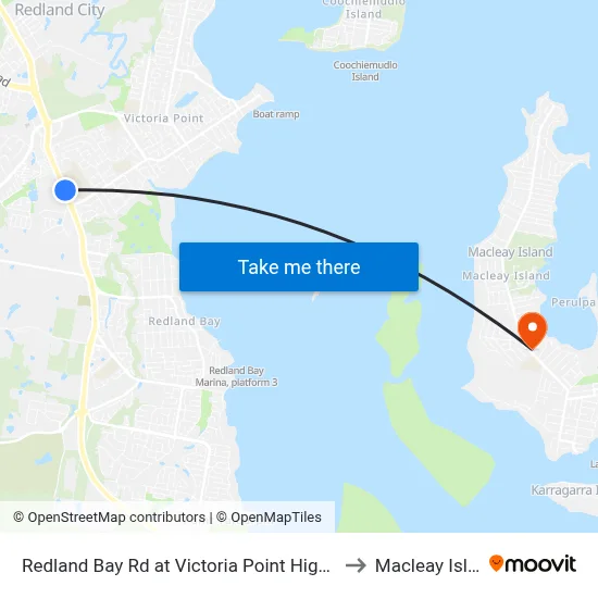 Redland Bay Rd at Victoria Point High School to Macleay Island map