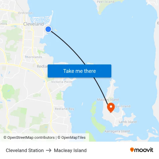 Cleveland Station to Macleay Island map