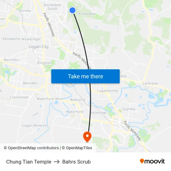 Chung Tian Temple to Bahrs Scrub map