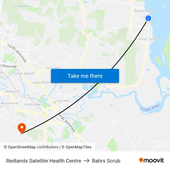 Redlands Satellite Health Centre to Bahrs Scrub map