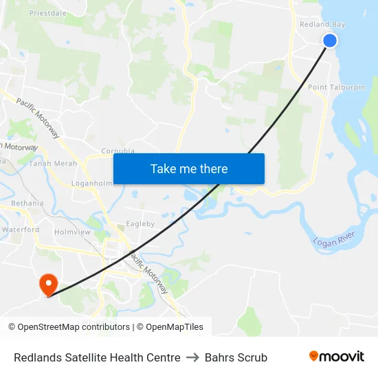 Redlands Satellite Health Centre to Bahrs Scrub map