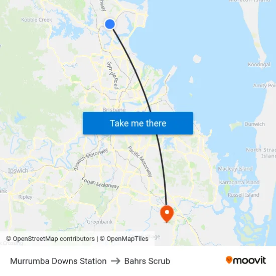 Murrumba Downs Station to Bahrs Scrub map