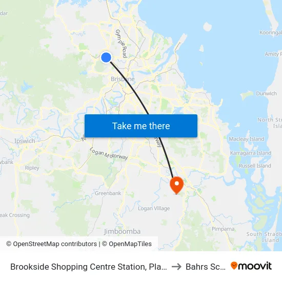 Brookside Shopping Centre Station, Platform A to Bahrs Scrub map