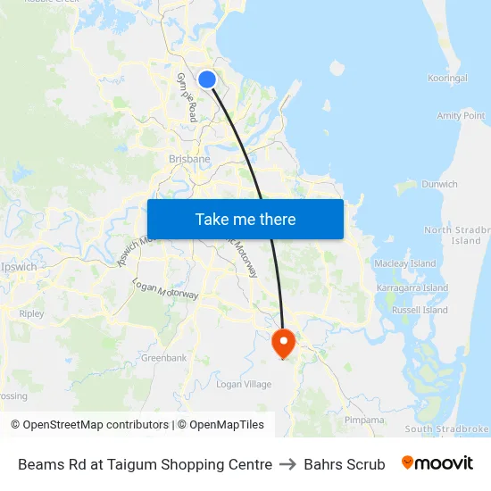 Beams Rd at Taigum Shopping Centre to Bahrs Scrub map