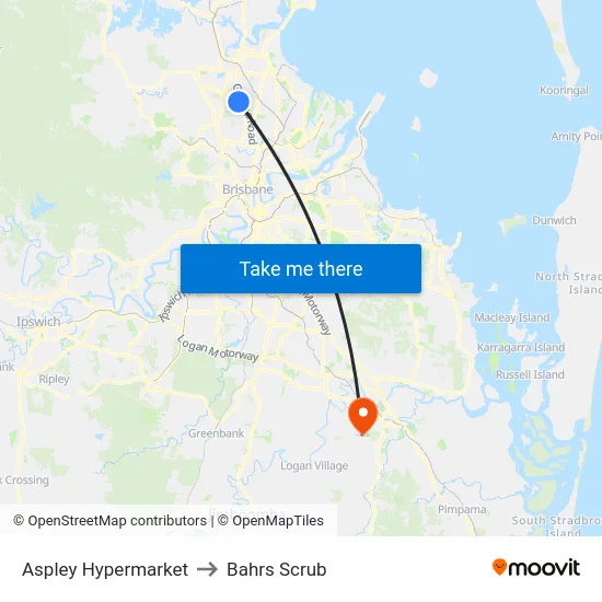 Aspley Hypermarket to Bahrs Scrub map