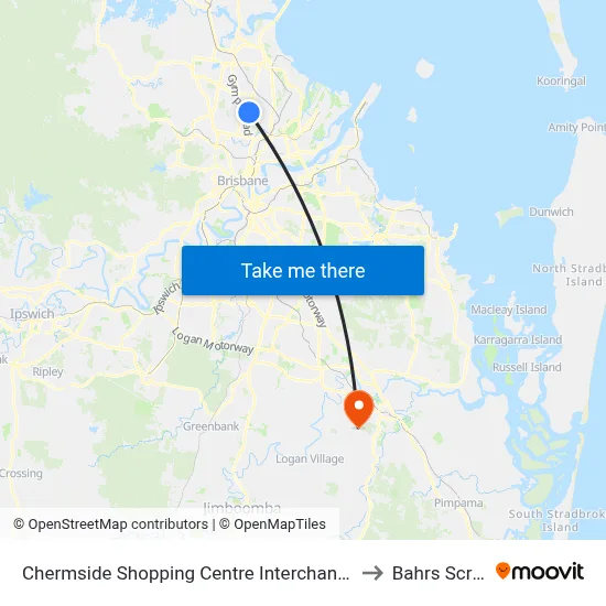 Chermside Shopping Centre Interchange B to Bahrs Scrub map
