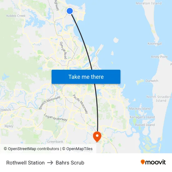 Rothwell Station to Bahrs Scrub map