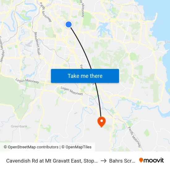 Cavendish Rd at Mt Gravatt East, Stop 60 to Bahrs Scrub map