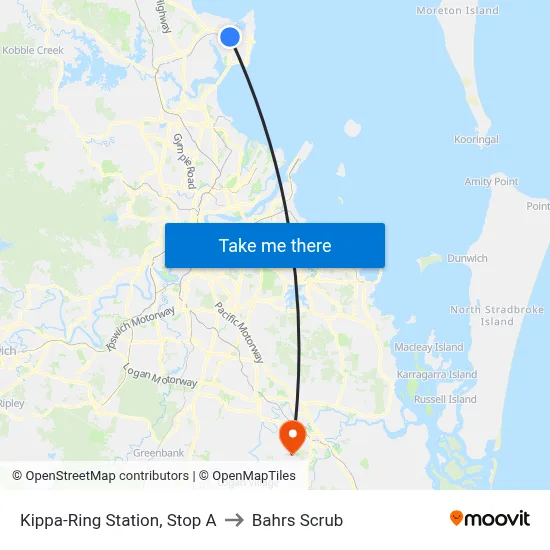 Kippa-Ring Station, Stop A to Bahrs Scrub map