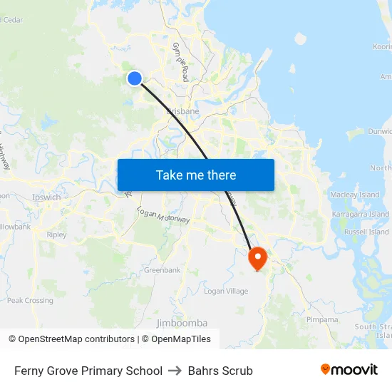 Ferny Grove Primary School to Bahrs Scrub map