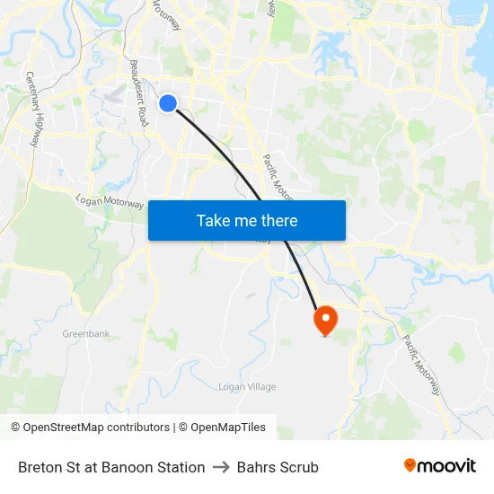 Breton St at Banoon Station to Bahrs Scrub map