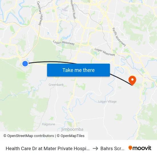 Health Care Dr at Mater Private Hospital to Bahrs Scrub map