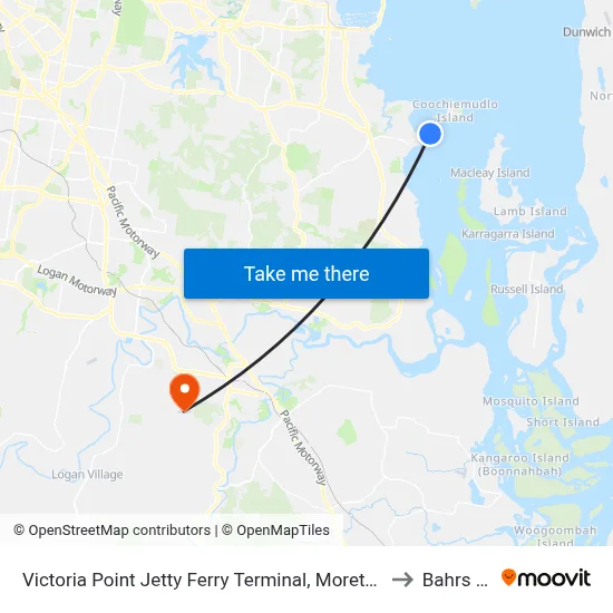 Victoria Point Jetty Ferry Terminal, Moreton Bay (Redland City) to Bahrs Scrub map
