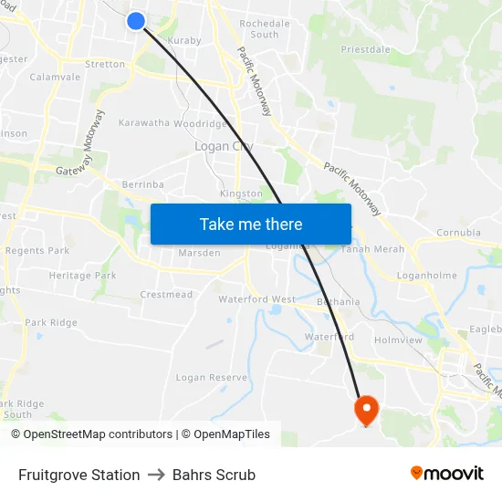 Fruitgrove Station to Bahrs Scrub map