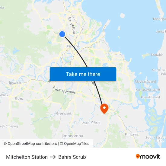 Mitchelton Station to Bahrs Scrub map