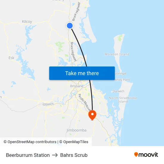 Beerburrum Station to Bahrs Scrub map