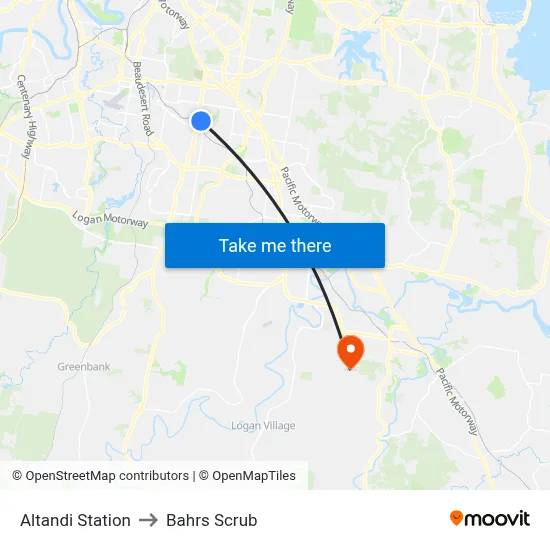 Altandi Station to Bahrs Scrub map