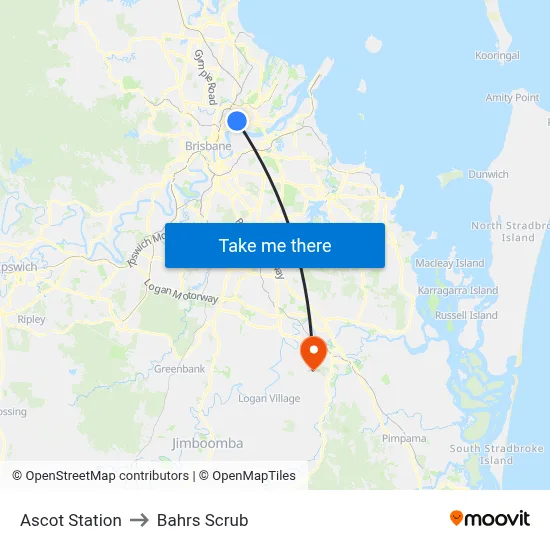 Ascot Station to Bahrs Scrub map