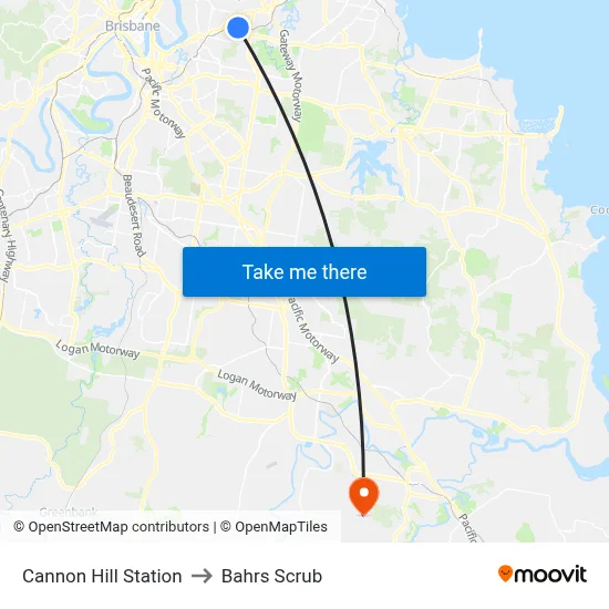 Cannon Hill Station to Bahrs Scrub map