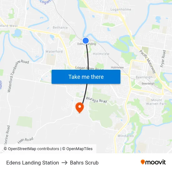 Edens Landing Station to Bahrs Scrub map