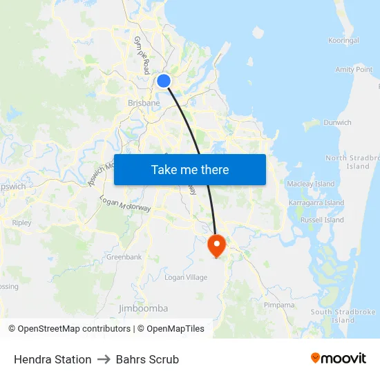 Hendra Station to Bahrs Scrub map