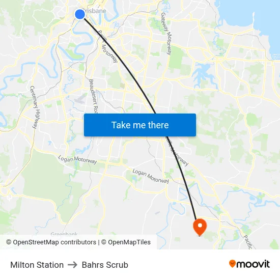 Milton Station to Bahrs Scrub map