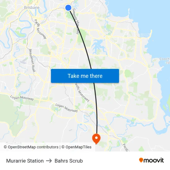 Murarrie Station to Bahrs Scrub map