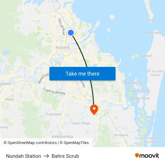 Nundah Station to Bahrs Scrub map