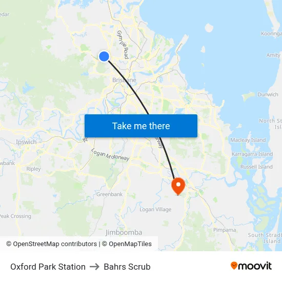 Oxford Park Station to Bahrs Scrub map