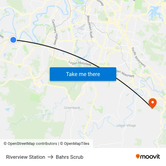 Riverview Station to Bahrs Scrub map