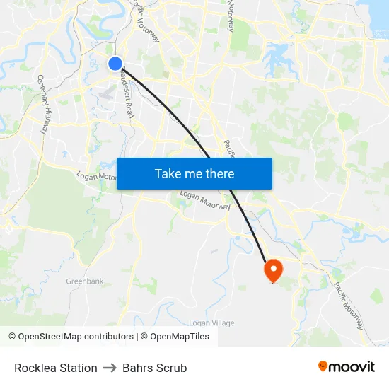 Rocklea Station to Bahrs Scrub map