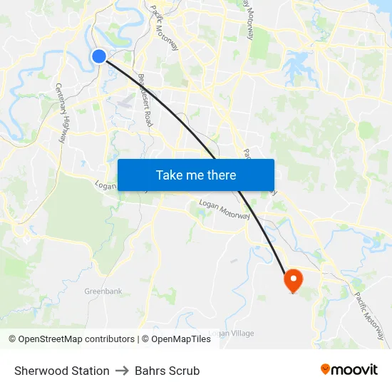 Sherwood Station to Bahrs Scrub map