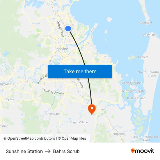 Sunshine Station to Bahrs Scrub map