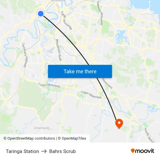 Taringa Station to Bahrs Scrub map