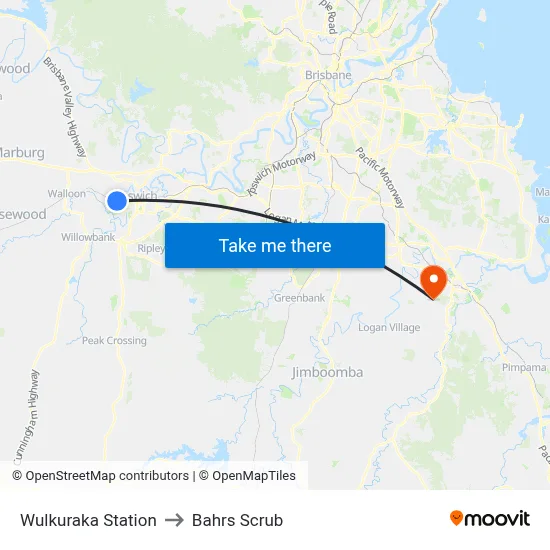 Wulkuraka Station to Bahrs Scrub map
