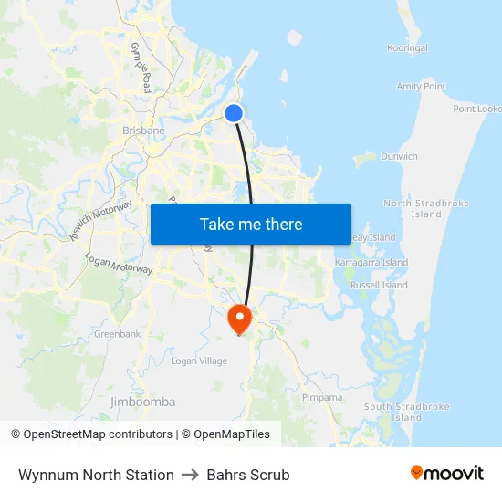 Wynnum North Station to Bahrs Scrub map
