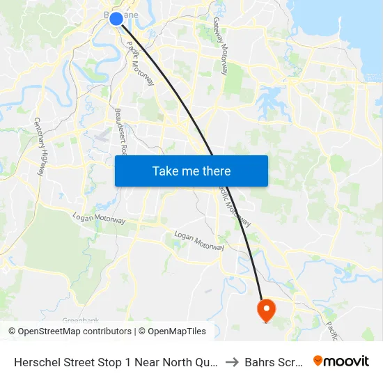 Herschel Street Stop 1 Near North Quay to Bahrs Scrub map