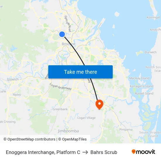 Enoggera Interchange, Platform C to Bahrs Scrub map