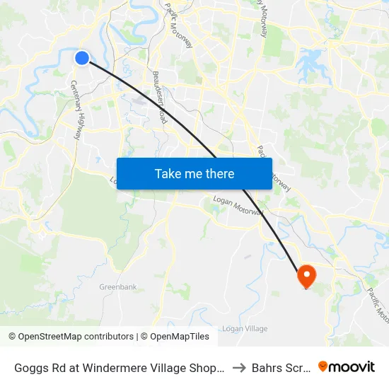 Goggs Rd at Windermere Village Shopping to Bahrs Scrub map