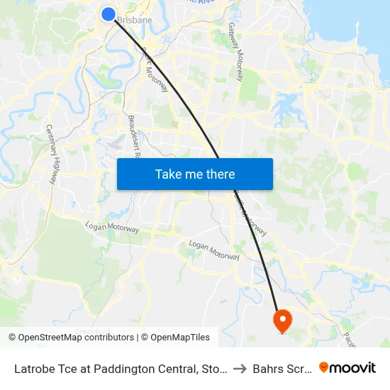 Latrobe Tce at Paddington Central, Stop 10 to Bahrs Scrub map
