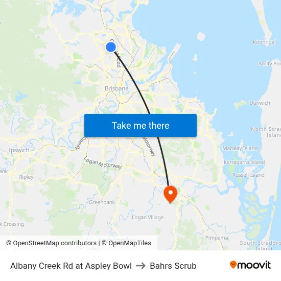 Albany Creek Rd at Aspley Bowl to Bahrs Scrub map