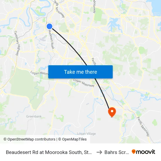 Beaudesert Rd at Moorooka South, Stop 38 to Bahrs Scrub map