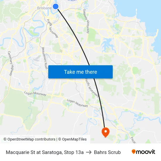 Macquarie St at Saratoga, Stop 13a to Bahrs Scrub map