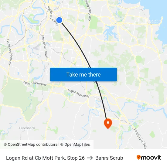 Logan Rd at Cb Mott Park, Stop 26 to Bahrs Scrub map