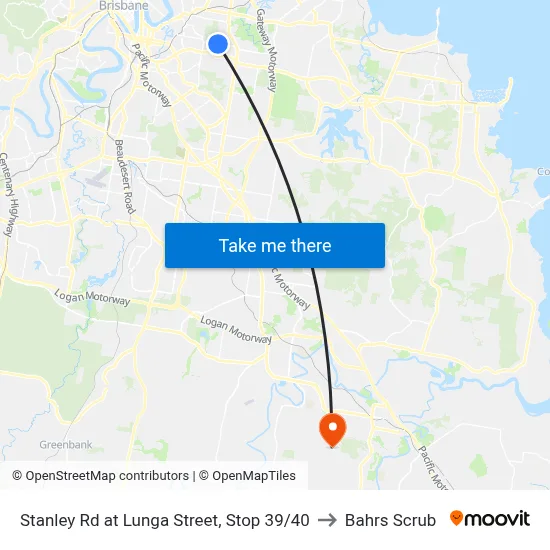 Stanley Rd at Lunga Street, Stop 39/40 to Bahrs Scrub map