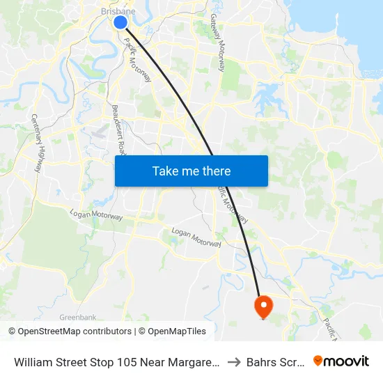 William Street Stop 105 Near Margaret St to Bahrs Scrub map